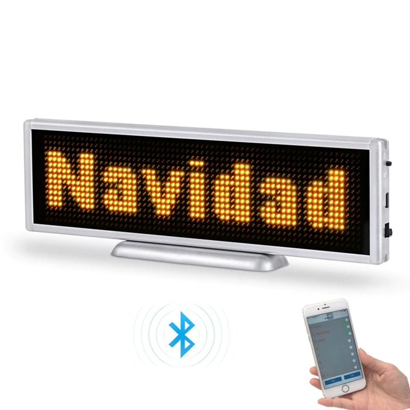 Bluetooth Rechargeable LED Display 16*64 Piksel 21 Cm 6 Cm Ukuran Portable Scrolling Layar LED Mobil Desktop atau Gantung LED Sign
