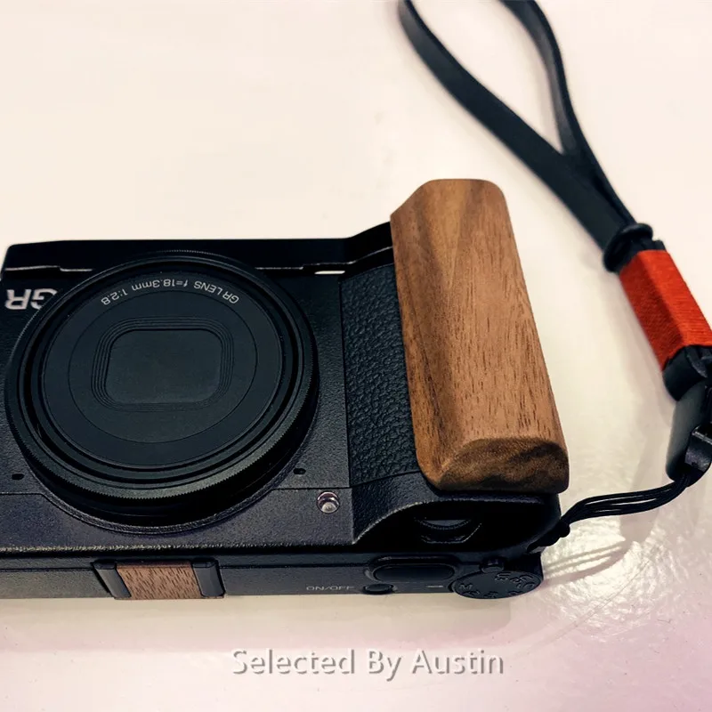 Walnut Wooden Wood Hand Grip with Alum Base Plate Bracket For Ricoh GR3 GRIII