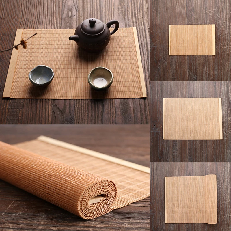 Slip-proof Table Mat Chinese Style Napkin Insulation Pad Hand-woven Bamboo Placemat Decor Kung Fu Tea Set Mat Photography Prop