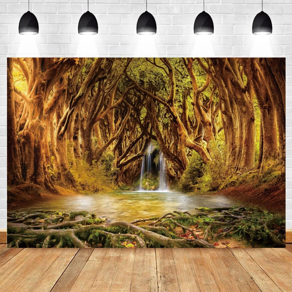 Yeele-Fondo de bosque de ensueño para estudio fotográfico, telón de fantasía, bosque, Primavera, Selva, cascada, río, paisaje Tropical