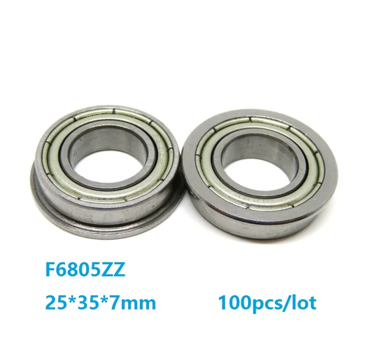 

100pcs/lot F6805ZZ F6805 ZZ Flange Ball Bearing 25*35*7mm Thin Wall Deep Groove Ball bearing Double metal cover 25×35×7mm