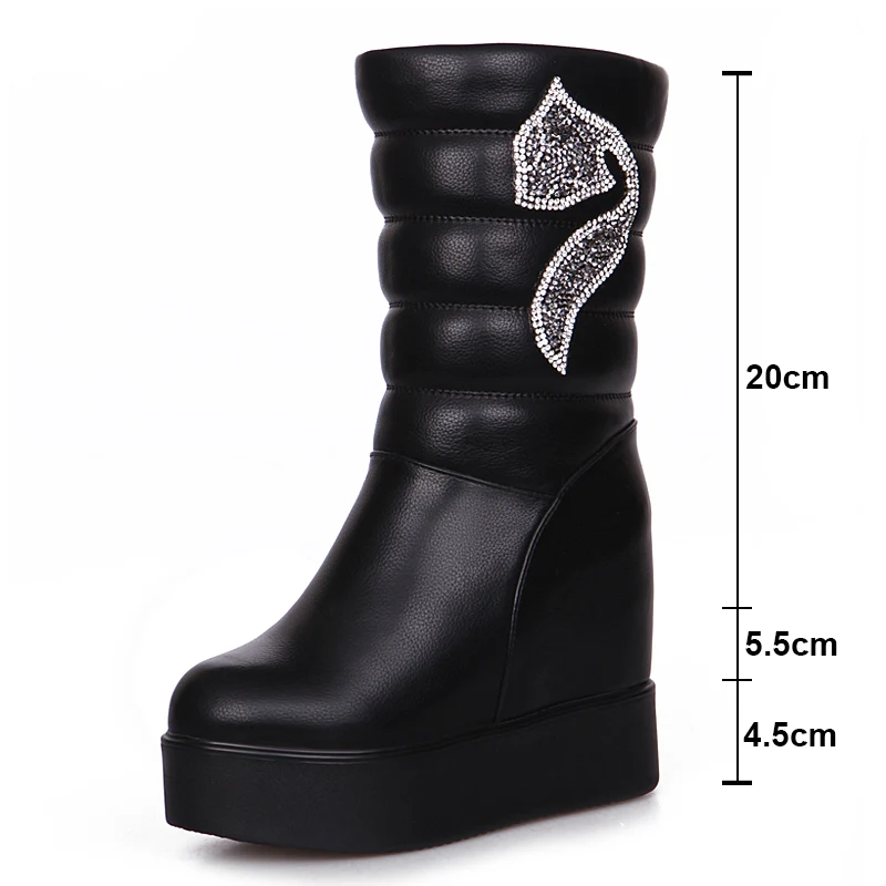 Winter Fur Wedges Platform Ankle Boots Women Height Increasing Thick Bottom Snow Shoes Large Size Customized Female Short Boots