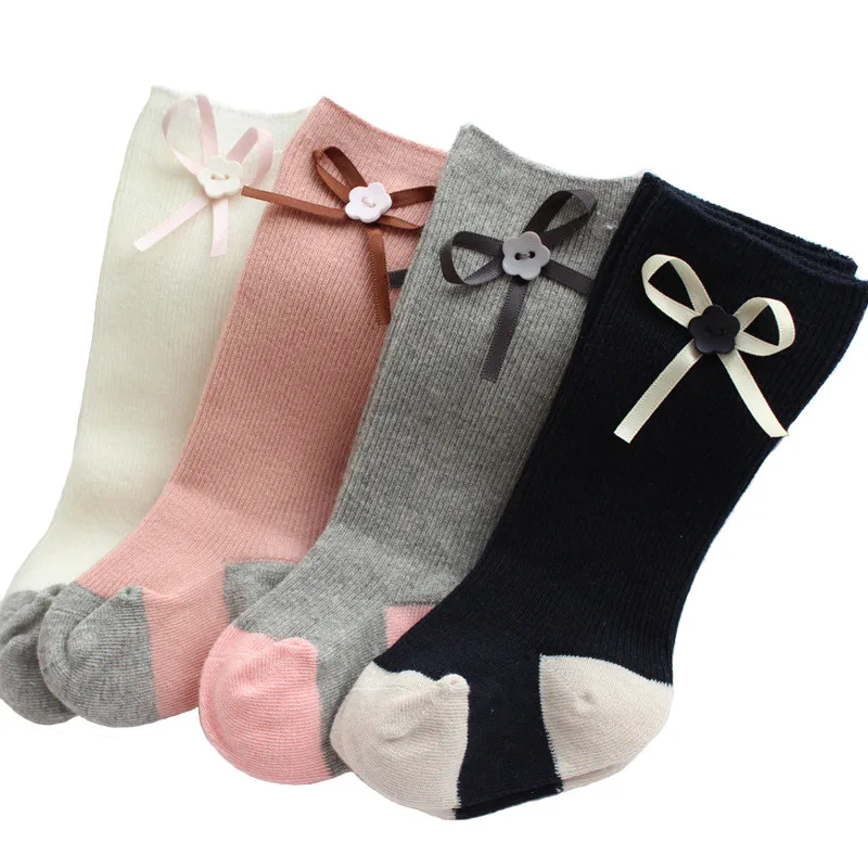 

Fashion Baby Socks Baby Girl Knee High Socks With Bows Cotton Infant Kids Long Socks Kids Korean Style Princess Pink Cute Brand