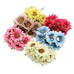 6pcs handmade gerbera fashion home garden bride diy wreath material wedding banquet decoration artificial flower scissors crown