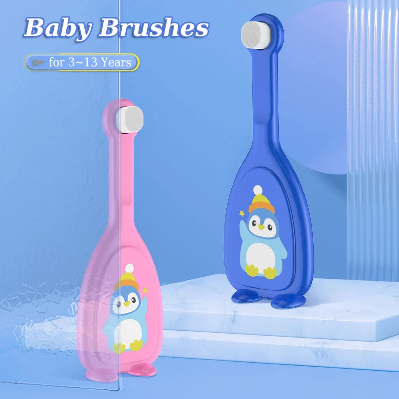 2Pcs Creative Baby Toothbrushes Safety Soft-bristled Brush Kids Oral Care Teeth Brushes U Shaped Children Training Toothbrushes