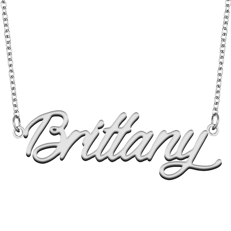 Brittany Custom Name Necklace Customized Pendant Choker Personalized Jewelry Gift for Women Girls Friend Christmas Present