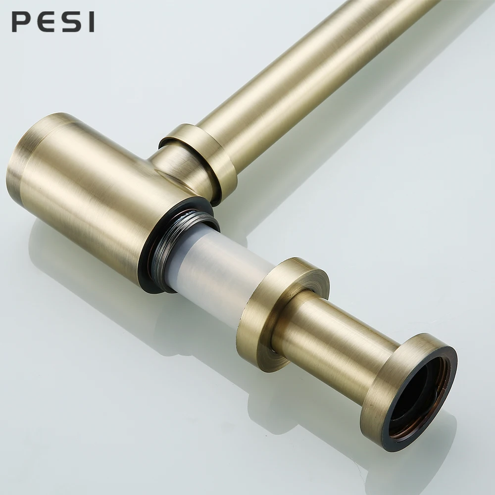 Rose Gold Flasche Falle Runde Siphon Antike Messing P-TRAP Bad Eitelkeit Becken Rohr Abfall Messing Kit Gold Rohr Abfall Hardware.