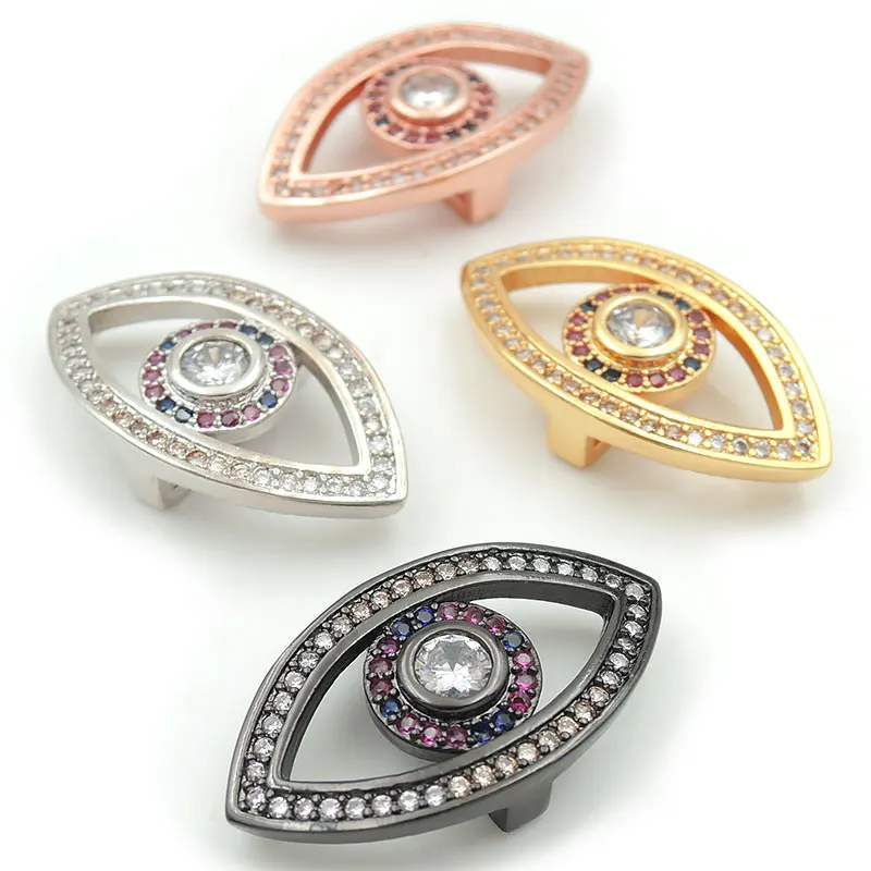 

27*14*5mm Micro Pave Clear&Fuchsin&Blue CZ Eye Arc Beads Fit For Men And Women Making Bracelets Jewelry