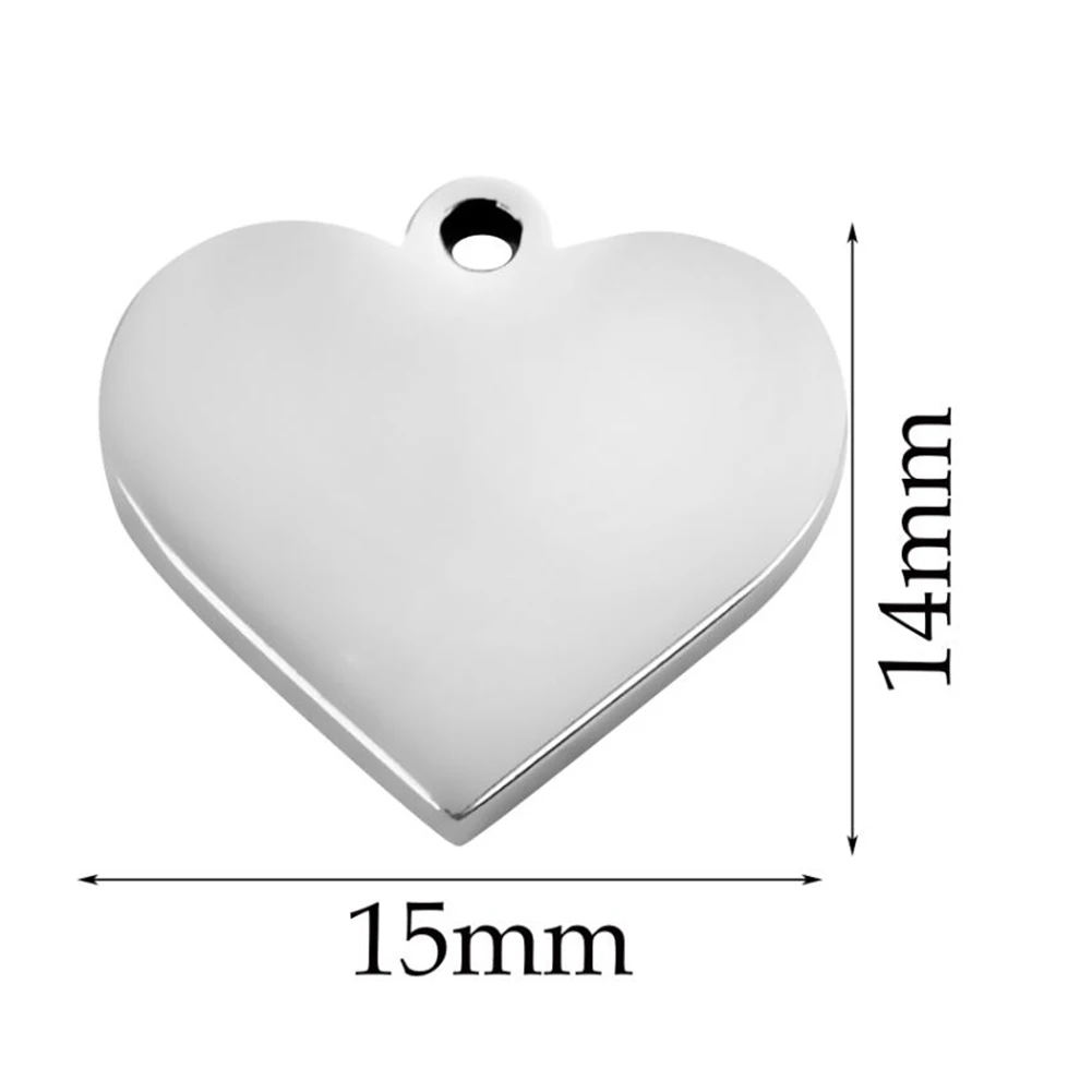 10Pcs Customized Charms Stainless Steel Heart Tag Engrave Logo Letter DIY Bracelet Necklace Pendant for Jewelry Making
