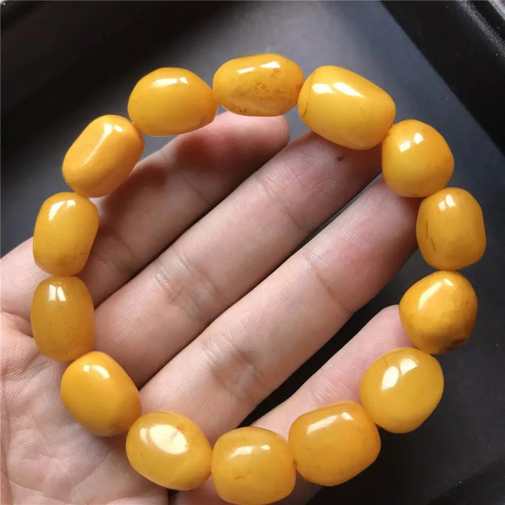 

Natural Yellow Amber Bracelet Jerwelry For Women Men Anniversary Gift Crystal 15x12mm Bucket Beads Wealth Gemstone AAAAA