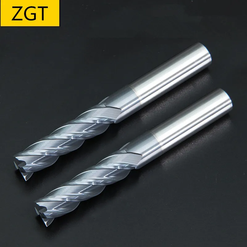 ZGT Alloy Carbide End Mill HRC50 4 Flute Metal Cutter Tungsten Steel Milling Cutter CNC Tools Wood Endmill 3mm 4mm 6mm 8mm 10mm