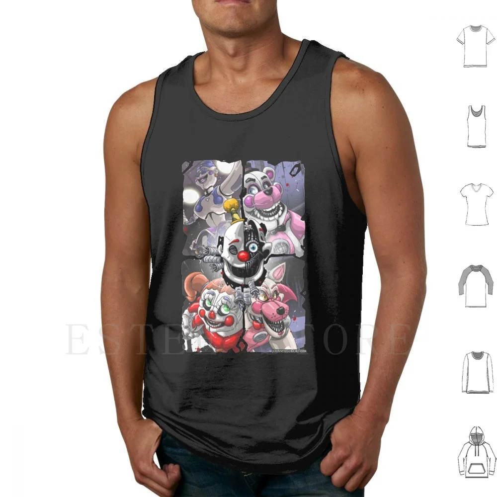 Five Nights At ; S Sister Location Tank Tops Vest Cotton Five Nights At S Sister Location Anime Girls Sailor Guardians Sailor