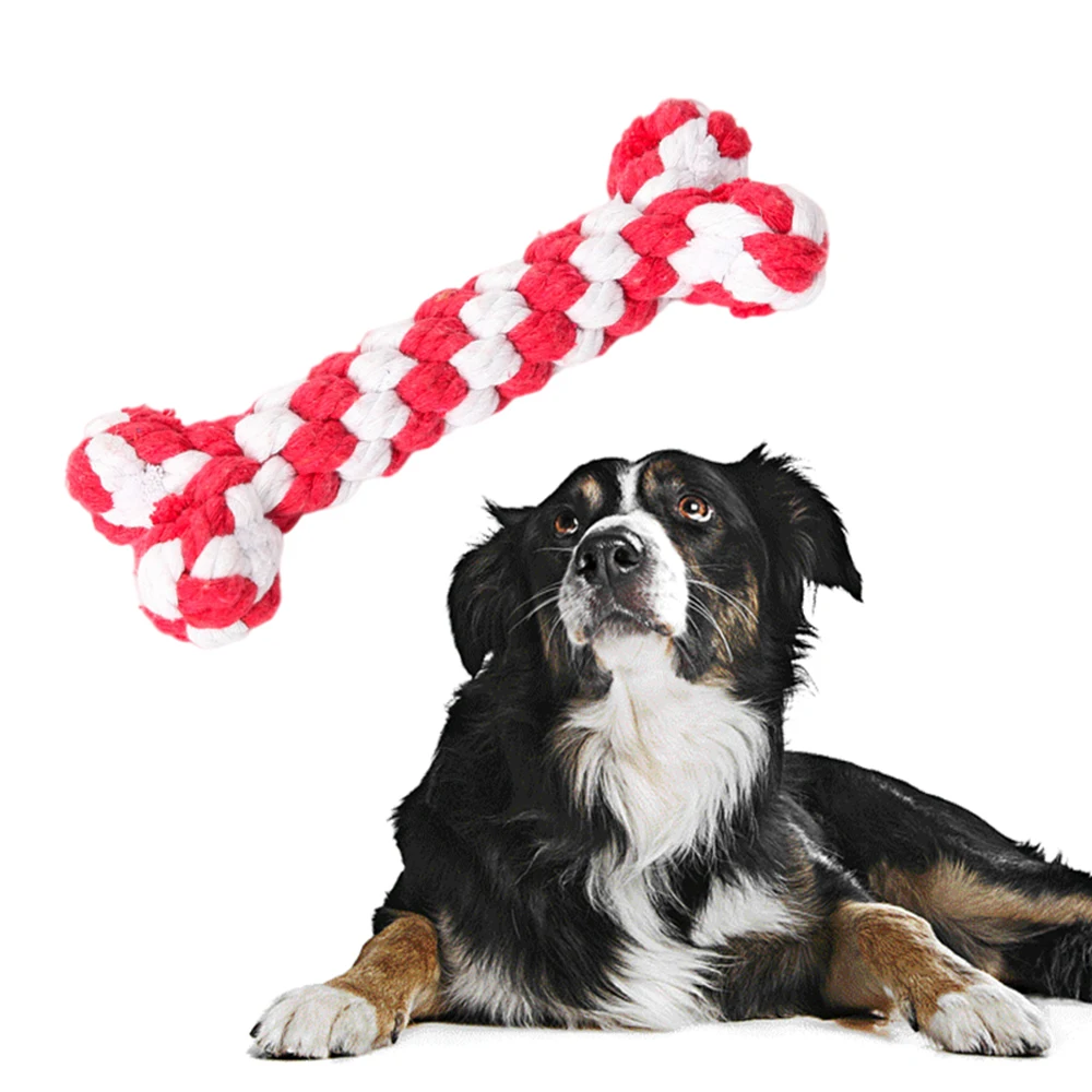 

1PC 15cm Pet Dog Puppy Cotton rope woven pet supplies Durable Braided Bone Rope Molar Toy Pets Teeth Cleaning Supplies