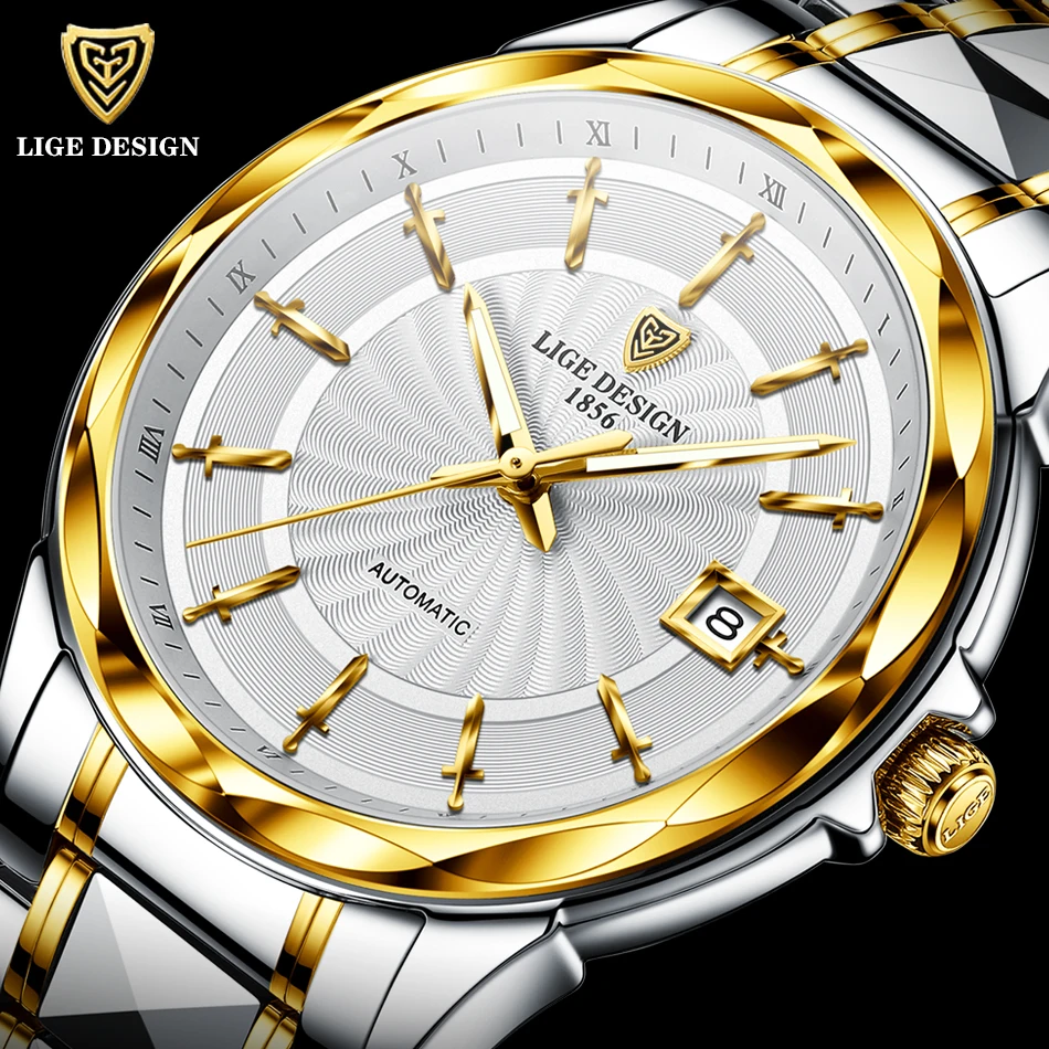 2023 New LIGE Sword-Shaped Pointer Automatic Mechanical Watch Luxury Tungsten Steel 50m Waterproof Business Watch Men Watches