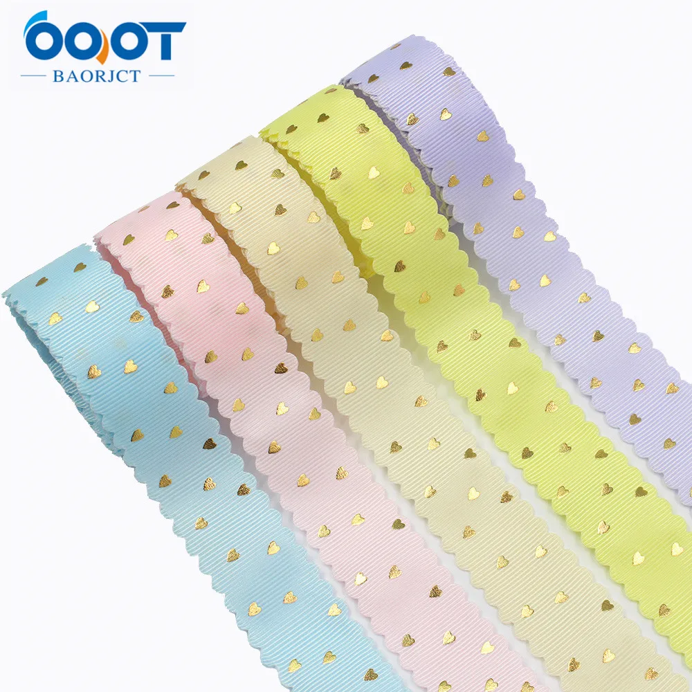 L-20602-463,25mm,10yards Solid color Love Bilateral flower hot stamping grosgrain Ribbons,bow cap DIY Gift wrap decorations