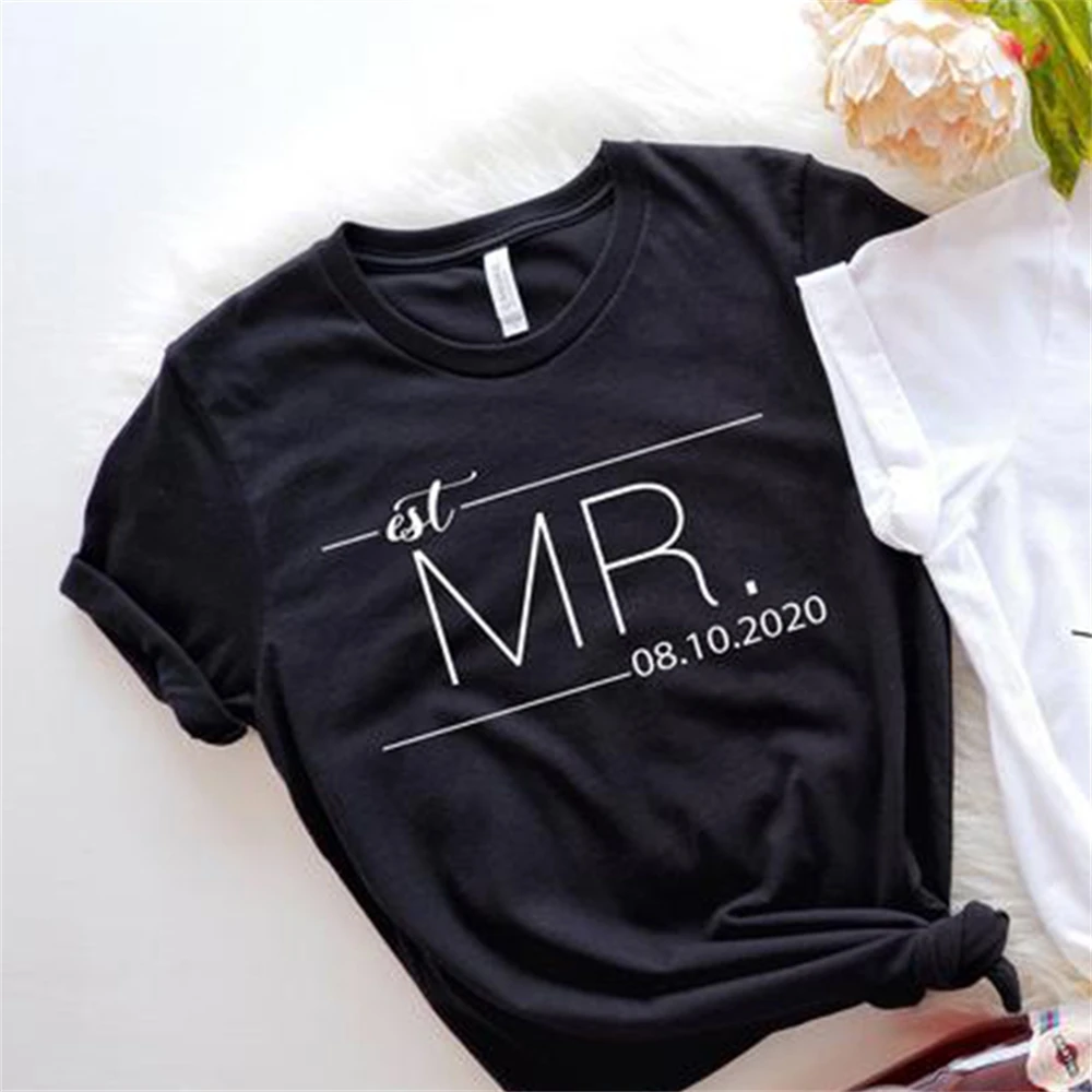 Camisas de MR MRS para mujer, camiseta elegante para amantes de San Valentín, ropa de calle estética, camiseta de moda para niña, Tops H7HE