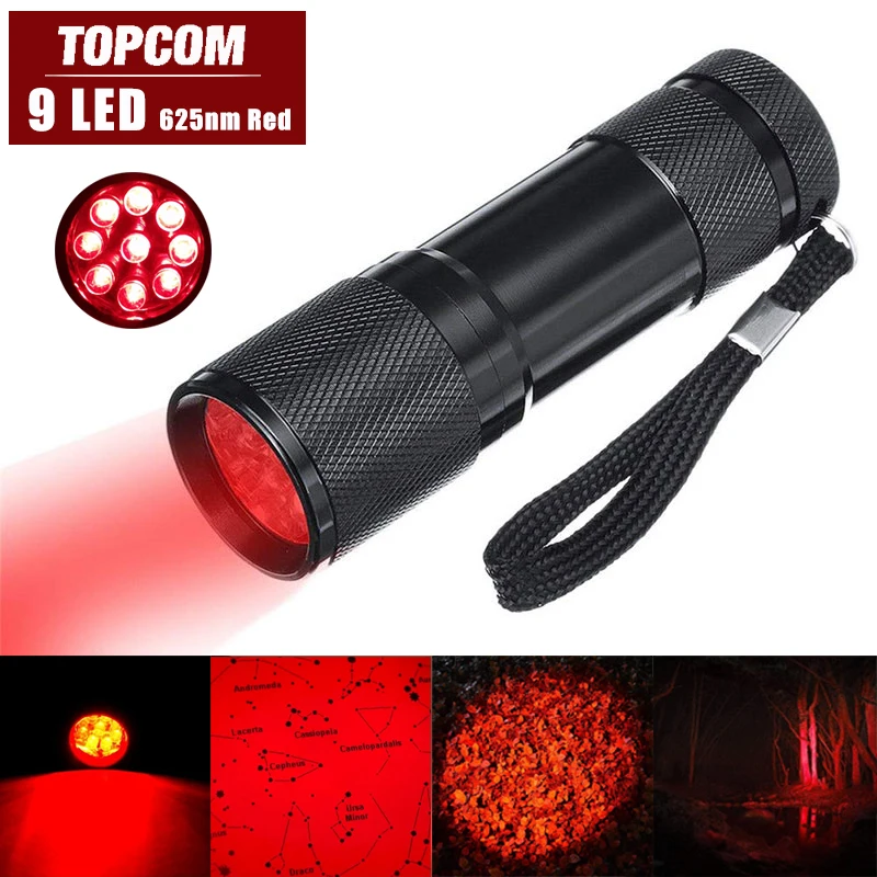 Topcom Portable Mini Red LED Flashlight Pocket 3W LED Red Light For Reading Astronomy Star Maps and Preserving Night Vision