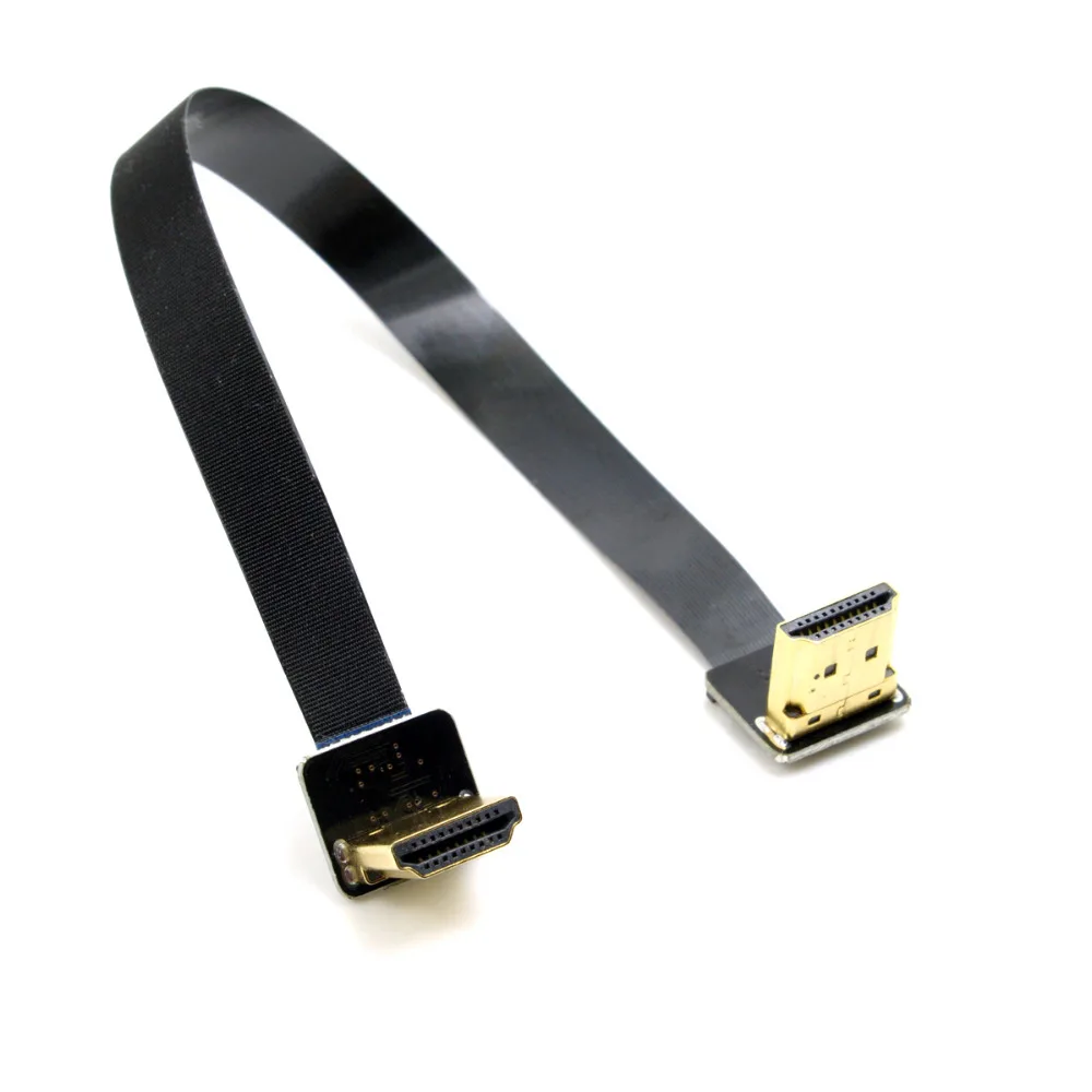 FPV 듀얼 업 앵글 90 도 HDMI 호환 유형 A 수-수 HDTV FPC 플랫 케이블, 멀티 콥터 항공 사진 5cm-80cm
