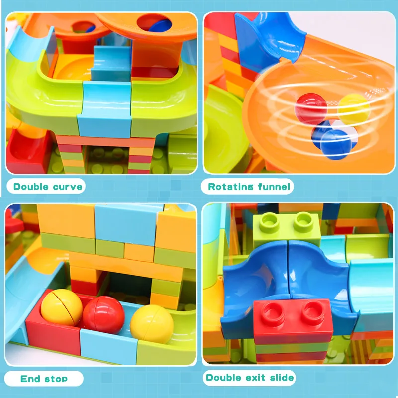 Big Size Assembly Blocks Marble Race Run Maze Ball Building Blocks Funnel Slide Building Bricks Toys For Children Kid Gifts