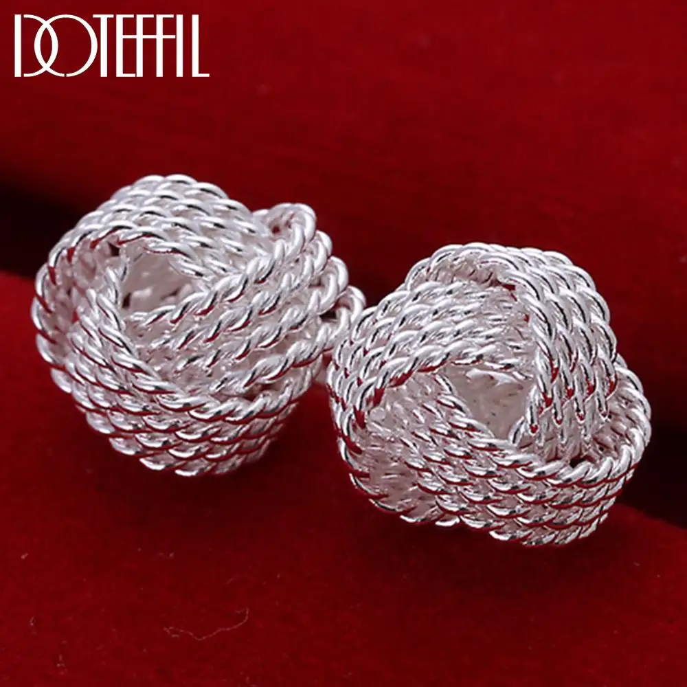 DOTEFFIL orecchini a bottone eleganti a carica morbida in argento Sterling 100% reale 925 per gioielli da fidanzamento da donna