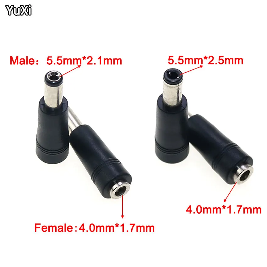 YUXI 10 Uds 4.0X1.7mm hembra Jack a 5.5X2.1mm 5.5X2.5mm macho conector de alimentación de CC para ordenador portátil, adaptador, 4.0X1 7 A 5.5X2 1 5.5X2 5