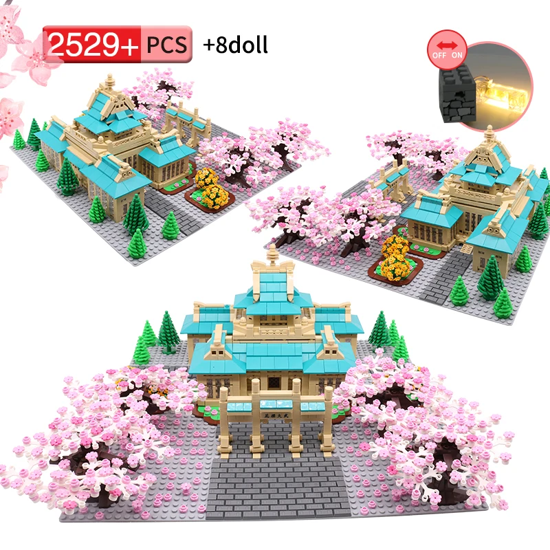 2529+pcs Classic City Street Cherry Blossom Model Building Blocks Sets Creative DIY Block Bricks Building Toys Kids Gift