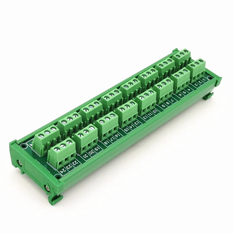 WELL LONG DIN Rail Mount Green Terminal  24A/400V 8x3Position Screw Terminal Block Distribution Module.