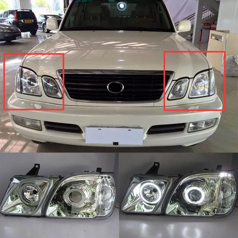 

CCFL Angel Eyes Lights 2pcs/set For Lexus CYGNUS LX470 1998-2007 high quality Front Lamps