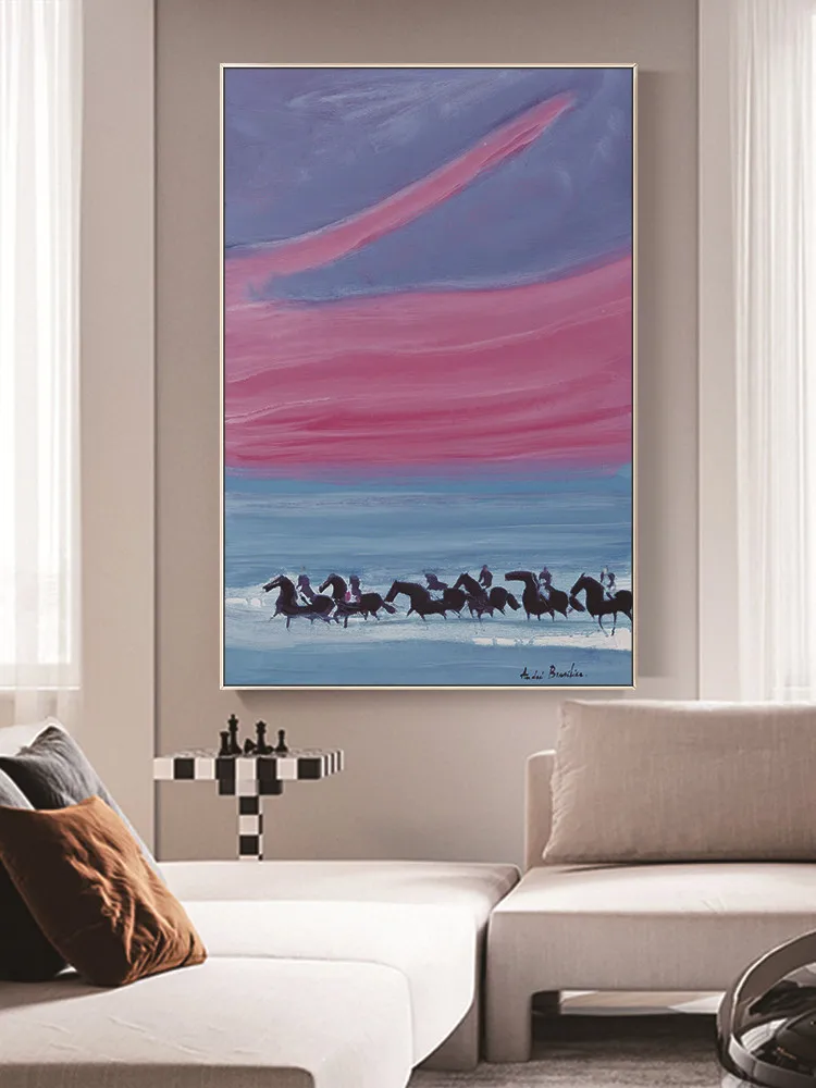 Modern Abstract Hand Painted oil Painting on Canvas pink blue grey wall Art Picture for living room Home Decoration