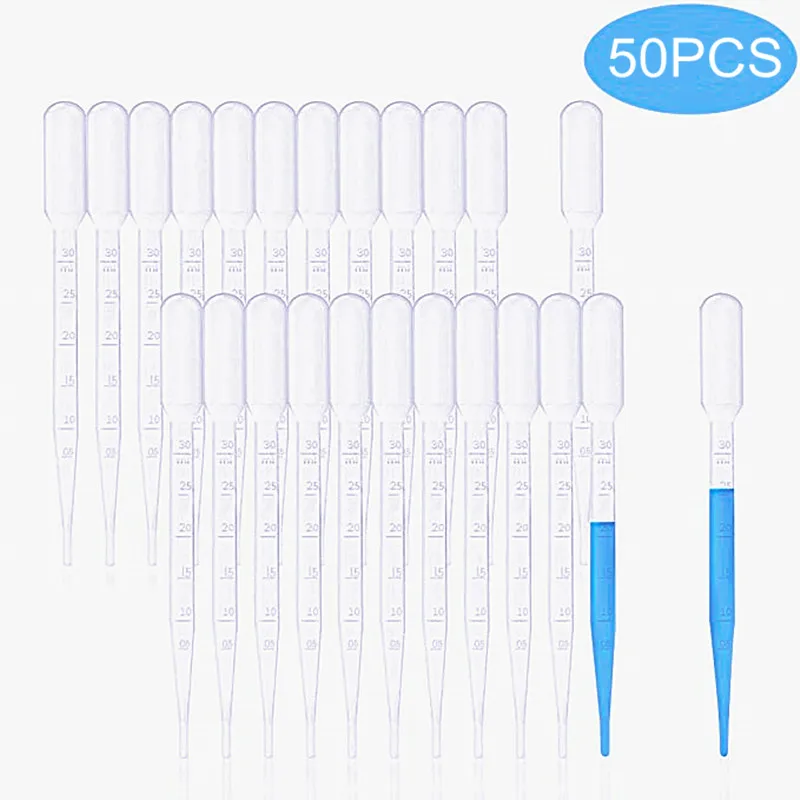 Free shipping 50pcs/lot 3ML Clear Plastic Transfer Liquid Dropper White Disposable Plastic Eye Dropper Pasteur Pipettes