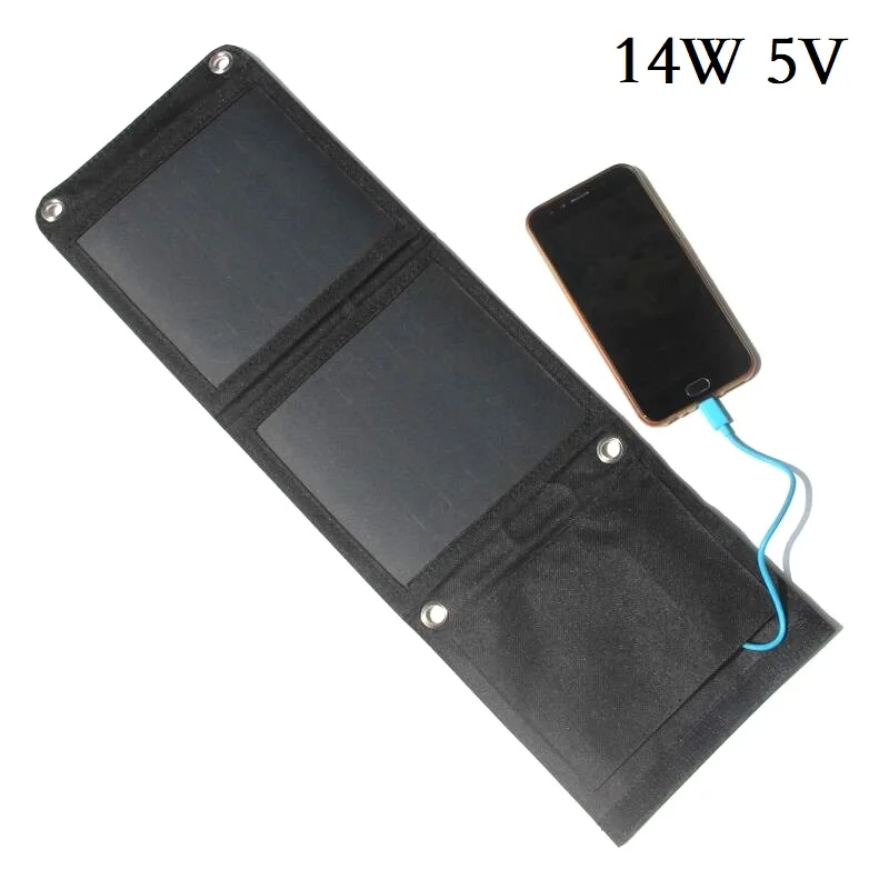 14W 5V Foldable Solar Panel Charger for Mobile Power Bank Portable Solar Battery Charger Outdoor Travel Free Shipping
