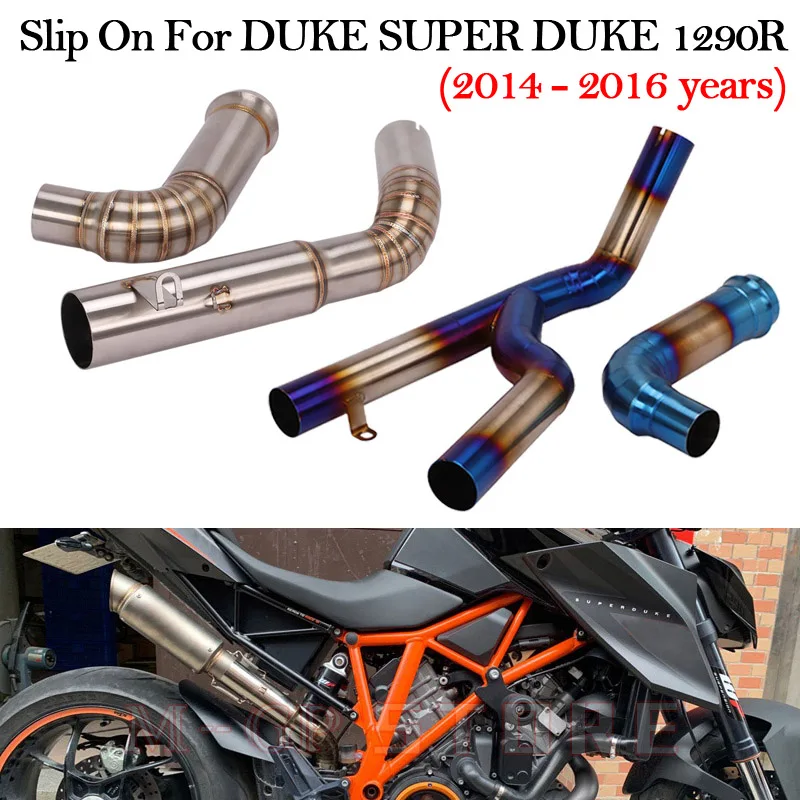 

60MM Slip On Motorcycle Exhaust Moto Escape Muffler Modified Middle Link Pipe For DUKE SuperDuke 1290R 1290 R 2014 15 2016 Years