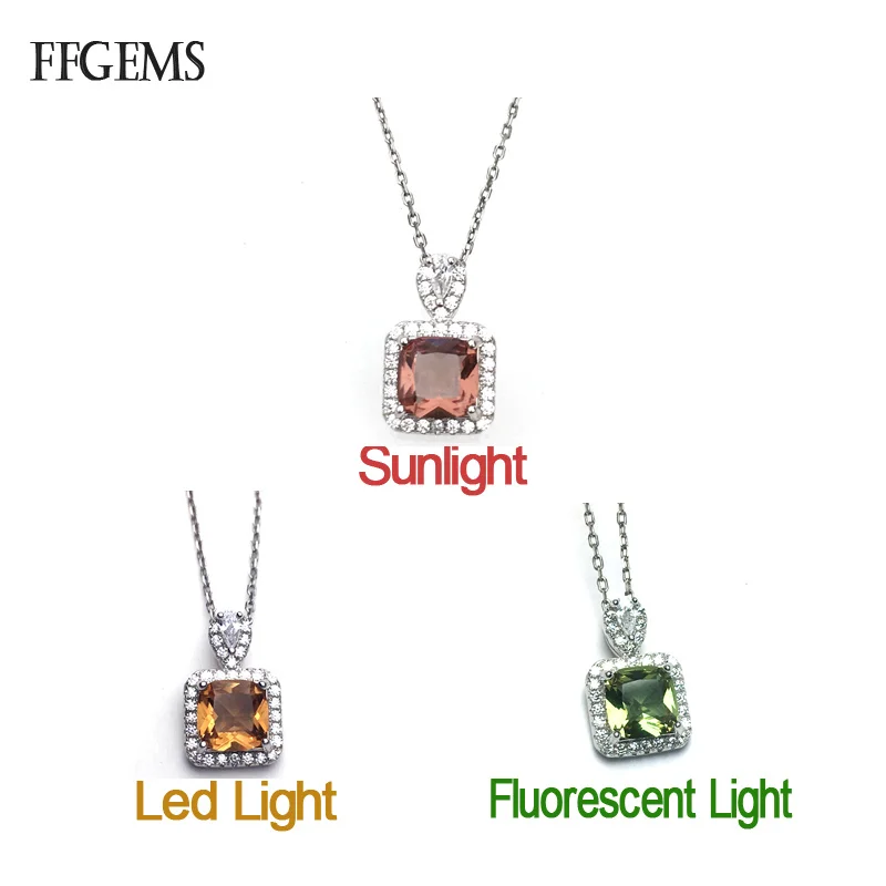 FFGems Elegant Zultanite 100% Silver 925 pendant with chain Color Change stone Fine Jewelry For Women girl Party Gift Box