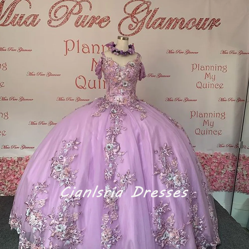 فساتين الأميرة الخزامى Quinceanera قبالة الكتف 15 حفلة عيد ميلاد سباركلي الحلو 16 فساتين Debutante Quinceanera