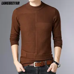 Top Quality New Brand Knit Pullover Crew Neck Sweater Autum Winter Solid Color Simple Casual Men Jumper Fashion Clothing 2023