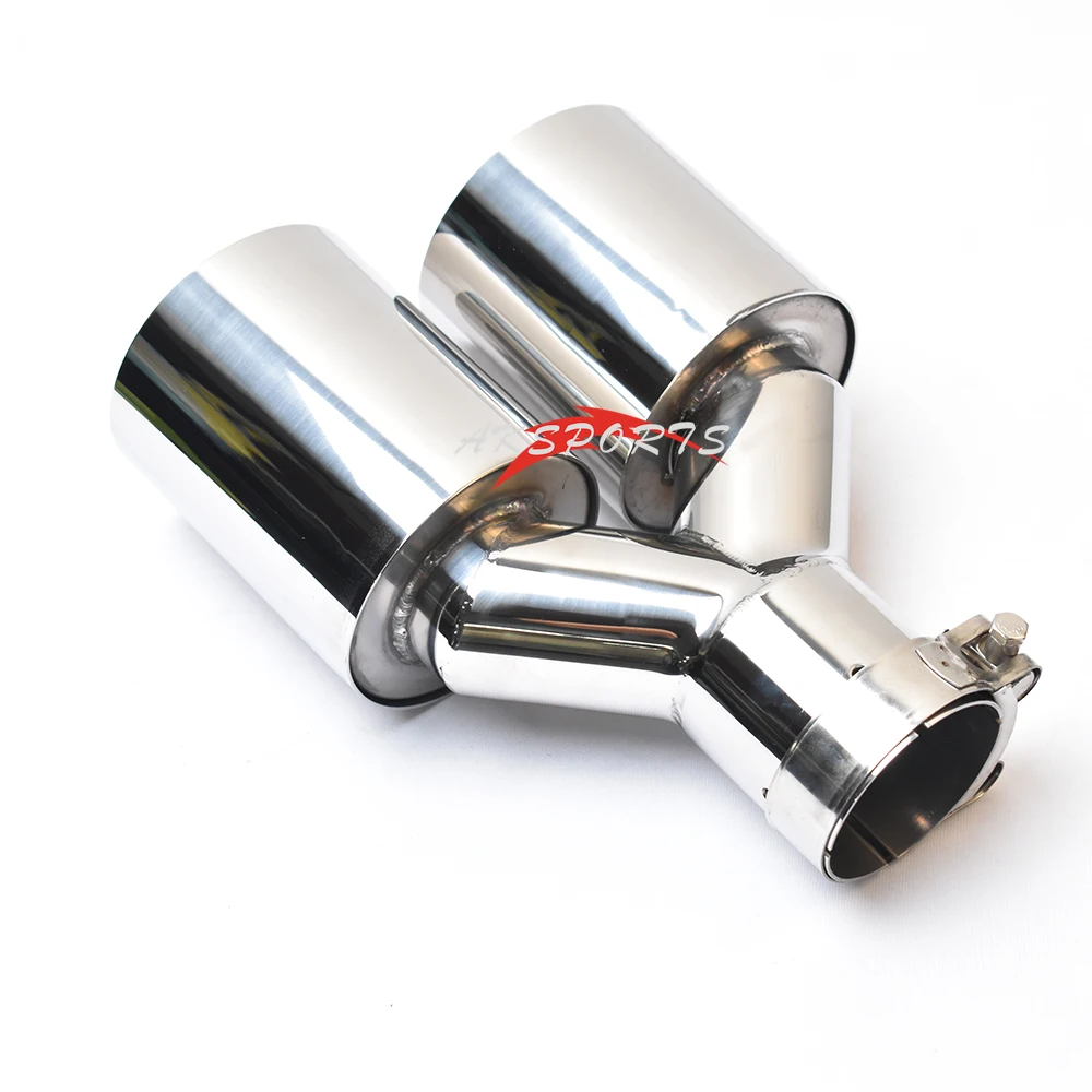 Simgle Layer Dual  Exhaut Pipe Universal Left Or Right Side Double Shinny Stainless Steel Car Muffler Tip