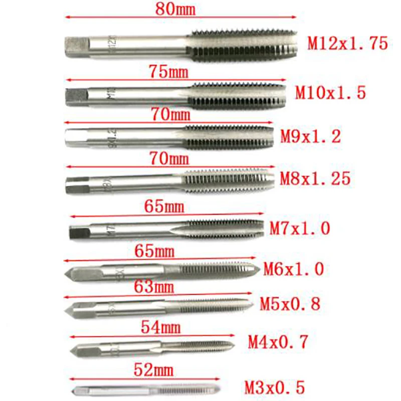 Hand Tools Die Set Screw Taps Thread Plugs Alloy Steel And 1/16-1/2 Inch 20pcs Tap Metric Use Silver Titanium Plated & 20