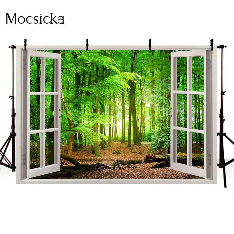 Mocsicka – papier peint arrière-plan de photographie de forêt de printemps, accessoires de décoration de fenêtre de Portrait d'enfant, bannière de fond