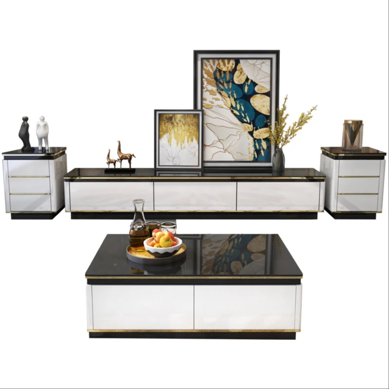 

Tv cabinet modern minimalist modern luxury tea table TV cabinet living room combination painted TV table set