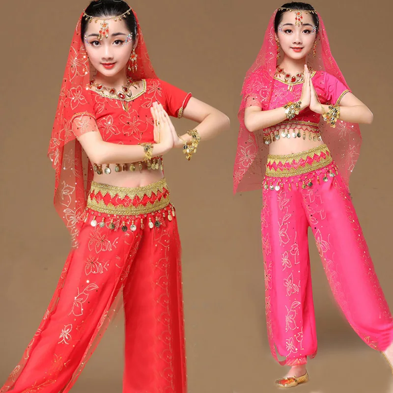 Kids Belly Dance Performance Costumes Set Oriental Dance Children Clothing India Dance Clothes Bellydance Child Kids Set 3Colors