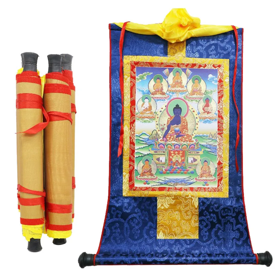 Wholesale Buddhist Supplies-120CM Large-Buddhism Art Silk Padmasambhava Guru Rinpoche Thangka Buddha Painting