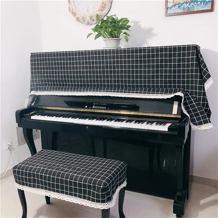 Modern Cotton and Linen Piano Cover Simple Geometric Piano Cover Dustproof Decoration