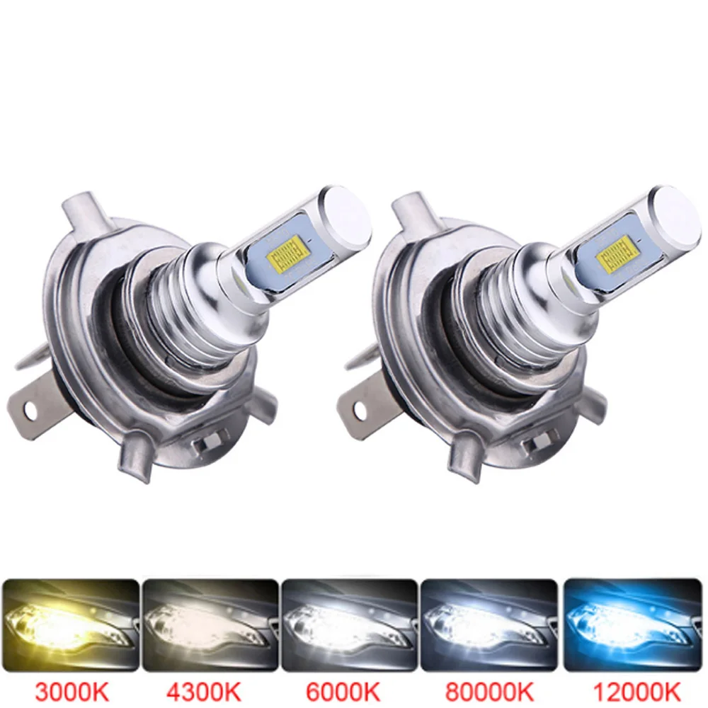 2Pcs H4 H7 H11 Universal 6500K 3000K 12000K Motorcycle Car Headlight HeadLamp 3570 LED Bulb Wireless Direct Install