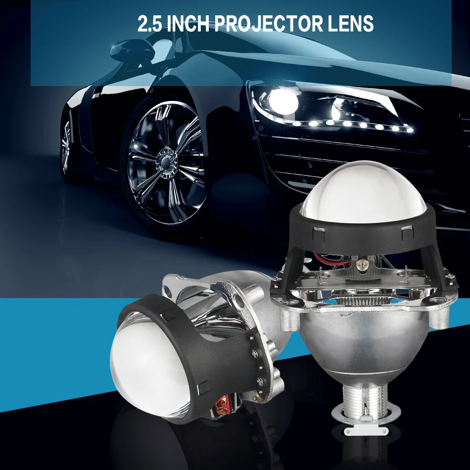 AILEO 2.5 inch bi xenon Projector lens with  DRL LED angel eyes shrouds  9005 HB3 9006 HB4 H4 H7 xenon motorcycle Car Headlights