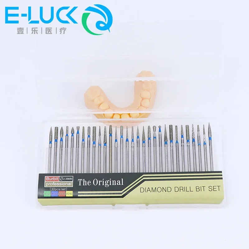 30Pcs/Box Dental Diamond Burs Odontologia Straight Handpiece Diamond Burs For Grind Zirconia Sharp Durable Dentistry Tool