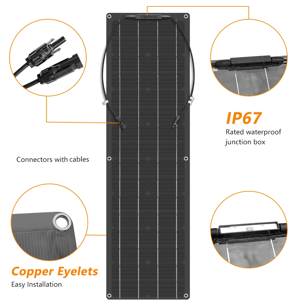 Solar Panel 100 Watt 12 Volt niezwykle elastyczny Panel słoneczny monokrystaliczny 2 szt. 50w Ultra lekki cienki do łodzi RV akumulator samochodowy