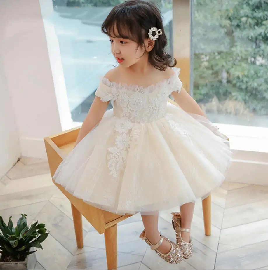 

Infant Girl First Birthday Dress Beads Sequin Baby Girl Dresses Party and Wedding Dress Newborn Princess Christening Ball Gown