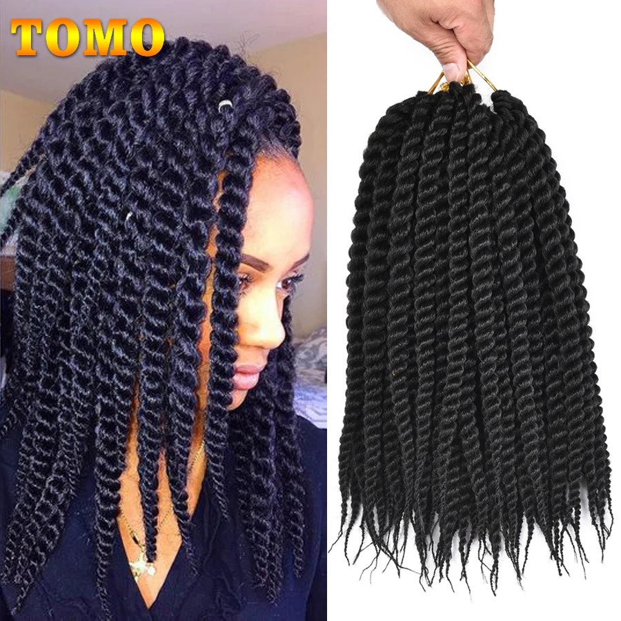 TOMO Senegalese Twist Crochet Braids Hair 12 18 Inch Synthetic Braiding Hair Extensions For Black Women Ombre Brown 12 Roots