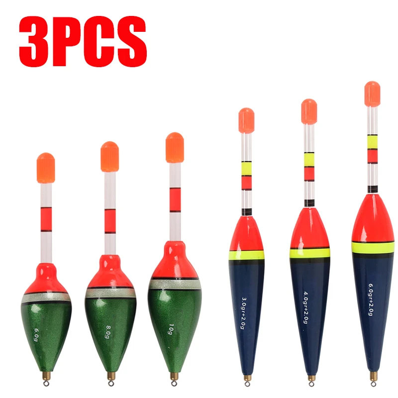 Topline Winter Sea Fishing Tackle 3Pcs 2g 3g 4g Luminous Fir Bobber Sea Fishing Float Long Vertical Bobber Carp Fishing Stick