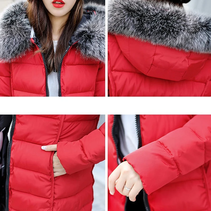 2024 winter women hooded coat fur collar thicken warm long jacket female 3XL outerwear parka ladies chaqueta feminino